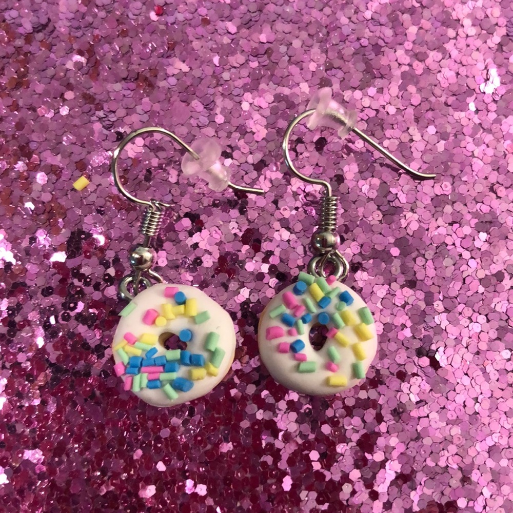 White donuts earrings